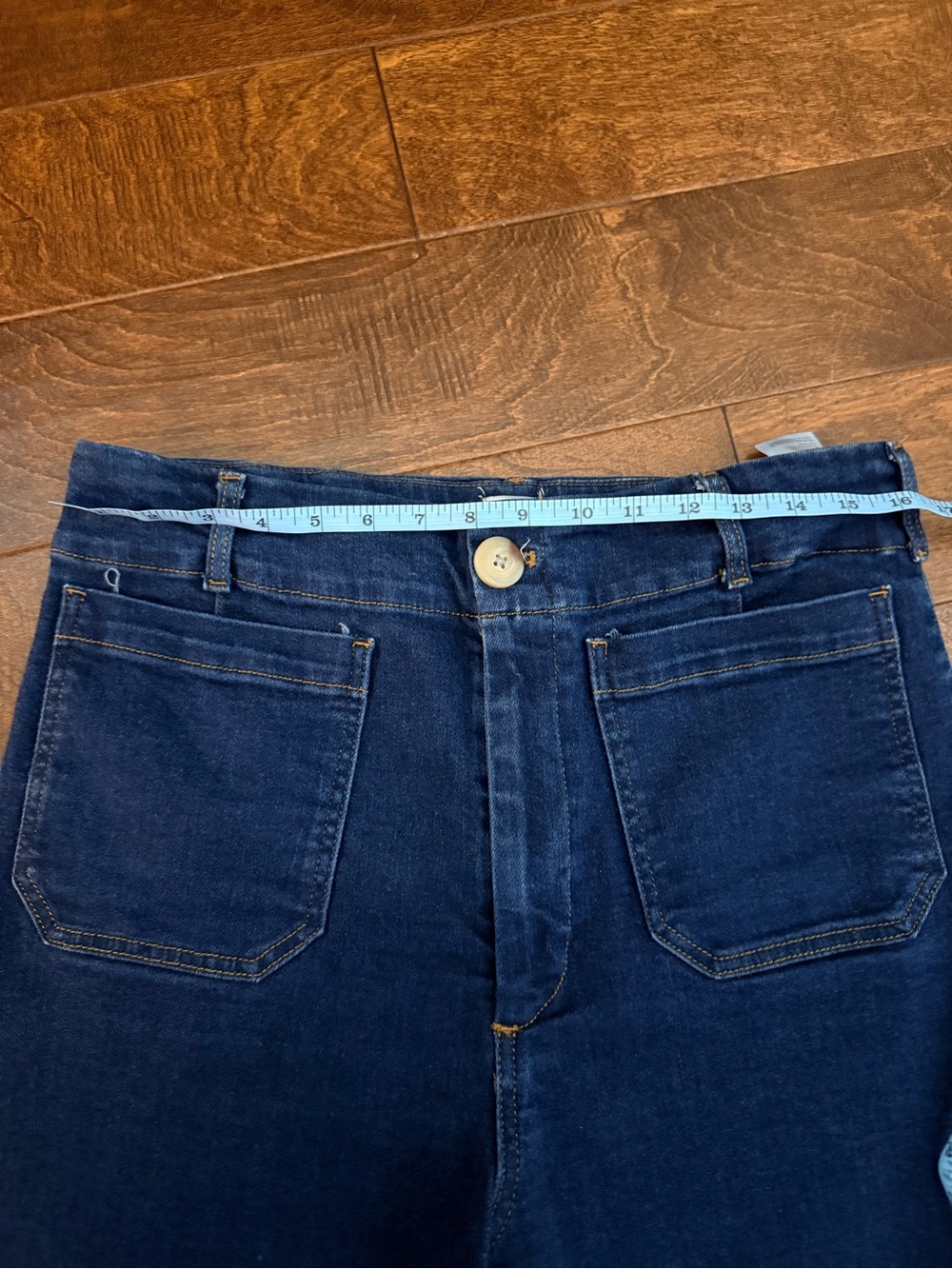 Maeve Anthropologie The Colette Wide Leg Jeans Dark Wash Full Length Size 32 - Picture 7 of 10